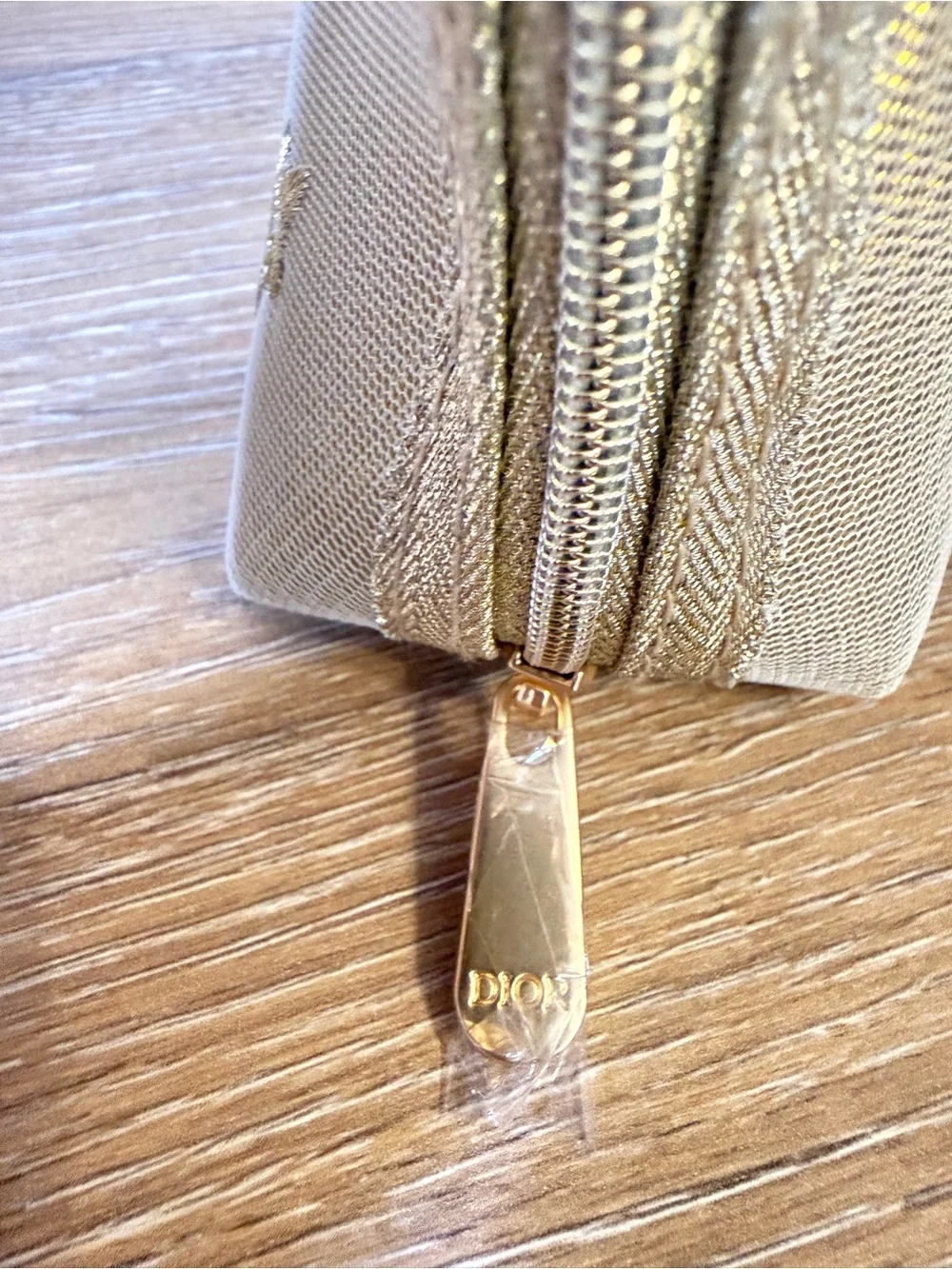 Dior Gold Embroidered Cosmetic Pouch NWT